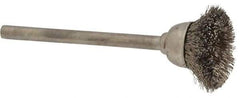 Osborn - 9/16" Diam, 1/8" Shank Straight Wire Stainless Steel Cup Brush - 0.005" Filament Diam, 25,000 Max RPM - Exact Industrial Supply