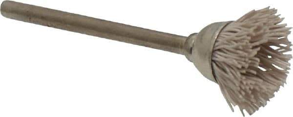 Osborn - 9/16" Diam, 1/8" Shank Straight Wire Aluminum Oxide Cup Brush - Super Fine Grade, 0.012" Filament Diam, 6,000 Max RPM - Exact Industrial Supply