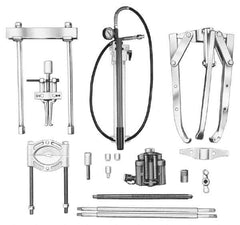 OTC - 18 Piece, 20" Spread, Hydraulic Puller Set - 3 Jaws, 41" OAL, 18-1/2" Reach - Exact Industrial Supply