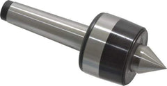 Bison - MT3 Taper Shank, 2.2" Head Diam 925 Lb Capacity Live Center - 4,000 Max RPM, 0.98" Point Diam, 1.12" Point Len, 925 Lb Max Workpc, 6.14" OAL, 1.12" Long Tip, Standard Point - Exact Industrial Supply