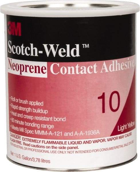 3M - 1 Gal Can Amber Contact Adhesive - Series 10, 30 min Working Time, Bonds to Cardboard, Ceramic, Foam, Glass, Metal, Paper & Wood - Exact Industrial Supply