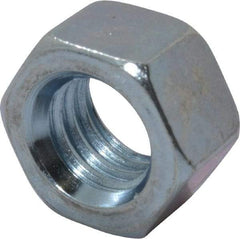 Value Collection - 3/8-16 UNC Steel Right Hand Hex Nut - 9/16" Across Flats, 21/64" High, Zinc Clear Finish - Exact Industrial Supply