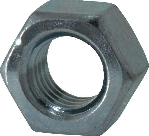 Value Collection - 1/2-13 UNC Steel Right Hand Hex Nut - 3/4" Across Flats, 7/16" High, Zinc Clear Finish - Exact Industrial Supply