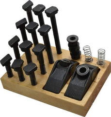 Value Collection - 21 Piece Adjustable Fixturing Clamp Set with 5/8" T-Slot, 1/2-13 Stud Thread - Exact Industrial Supply