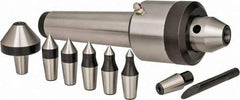 Interstate - 7 Point, 200 Lb Max Workpiece, 7-3/4" OAL, 1-29/32" Head Diam, Tool Steel, Live Center & Point Set - 4MT Taper, Interchangeable - Exact Industrial Supply