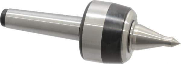 Royal Products - MT3 Taper Shank, 2.33" Head Diam 4,640 Lb Capacity Live Center - 5,000 Max RPM, 1-3/4" Head Length, 1" Point Diam, 1.86" Point Len, 740 Lb Max Workpc, 7-1/16" OAL, 3/8" Tip Diam, Long Point - Exact Industrial Supply