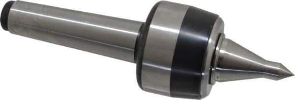 Royal Products - MT4 Taper Shank, 2.68" Head Diam 5,170 Lb Capacity Live Center - 4,500 Max RPM, 1.98" Head Length, 1-1/4" Point Diam, 2.18" Point Len, 1,120 Lb Max Workpc, 8-5/8" OAL, 1/2" Tip Diam, Long Point - Exact Industrial Supply