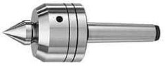 Royal Products - MT4 Taper Shank, 3-1/2" Head Diam 2,880 Lb Capacity Live Center - 3,500 Max RPM, 2.64" Head Length, 1-1/2" Point Diam, 1.79" Point Len, 1,070 Lb Max Workpc, 9" OAL, Changeable Standard Point - Exact Industrial Supply