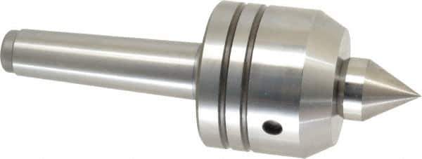 Royal Products - MT3 Taper Shank, 2-3/8" Head Diam 1,640 Lb Capacity Live Center - 5,000 Max RPM, 2.07" Head Length, 1" Point Diam, 1-1/4" Point Len, 500 Lb Max Workpc, 6-13/16" OAL, Changeable Standard Point - Exact Industrial Supply