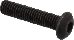 Value Collection - #10-32 UNF Hex Socket Drive, Button Screw - Alloy Steel, Black Oxide Finish, Fully Threaded, 7/8" Length Under Head - Exact Industrial Supply