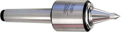 Royal Products - MT3 Taper Shank, 1-3/4" Head Diam 1,735 Lb Capacity Live Center - 6,000 Max RPM, 2.12" Head Length, 7/8" Point Diam, 1-3/4" Point Len, 885 Lb Max Workpc, 7-7/32" OAL, 3/8" Tip Diam, Long Point - Exact Industrial Supply