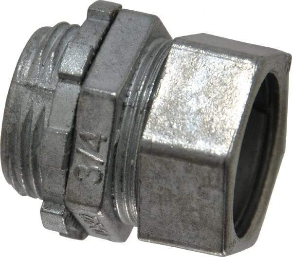 Thomas & Betts - 3/4" Trade, Die Cast Zinc Compression Straight EMT Conduit Connector - Noninsulated - Exact Industrial Supply