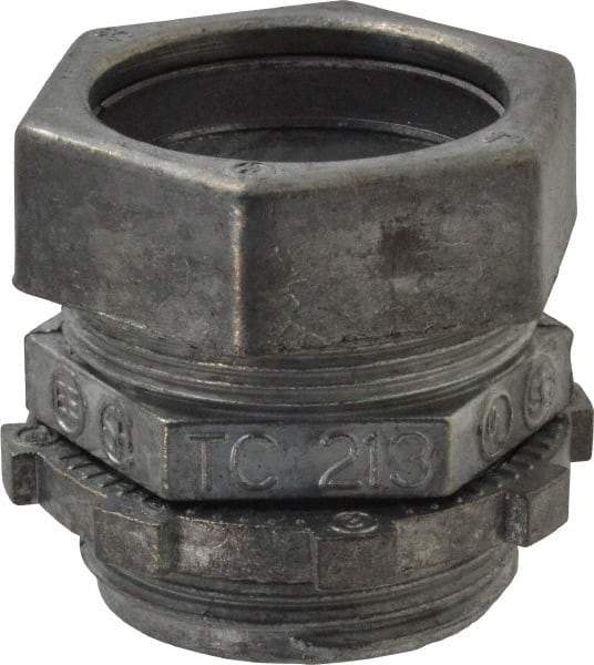 Thomas & Betts - 1" Trade, Die Cast Zinc Compression Straight EMT Conduit Connector - Noninsulated - Exact Industrial Supply