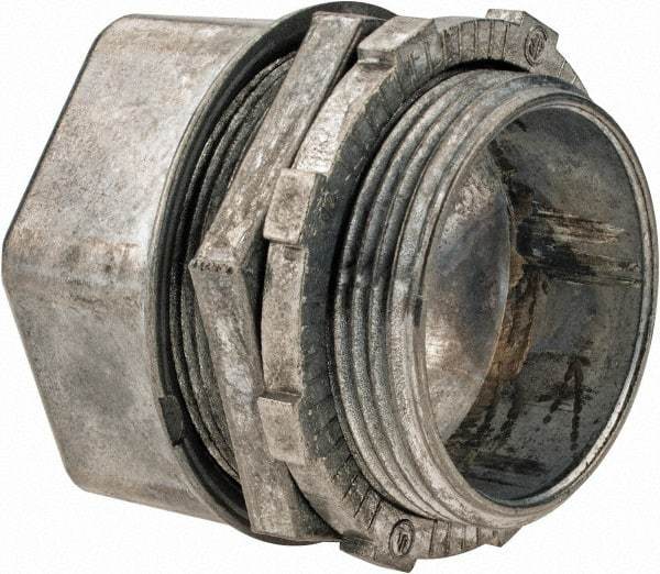 Thomas & Betts - 1-1/2" Trade, Die Cast Zinc Compression Straight EMT Conduit Connector - Noninsulated - Exact Industrial Supply