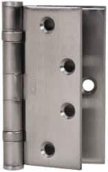 Stanley - 4-1/2" Long Steel Commercial Hinge - Satin Chrome Finish, 5 Knuckles, 8 Holes - Exact Industrial Supply