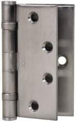 Stanley - 4-1/2" Long Steel Commercial Hinge - Satin Chrome Finish, 5 Knuckles, 8 Holes - Exact Industrial Supply