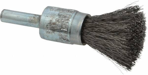 Osborn - 1/2" Brush Diam, Crimped, End Brush - 1/4" Diam Shank, 25,000 Max RPM - Exact Industrial Supply