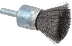 Osborn - 3/4" Brush Diam, Crimped, End Brush - 1/4" Diam Shank, 20,000 Max RPM - Exact Industrial Supply