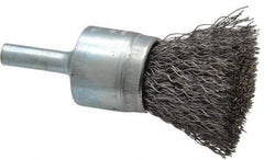 Osborn - 3/4" Brush Diam, Crimped, End Brush - 1/4" Diam Shank, 20,000 Max RPM - Exact Industrial Supply