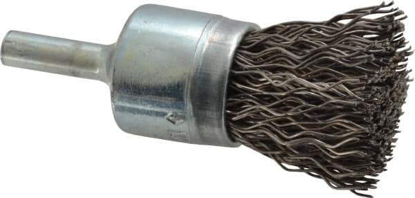Osborn - 3/4" Brush Diam, Crimped, End Brush - 1/4" Diam Shank, 20,000 Max RPM - Exact Industrial Supply