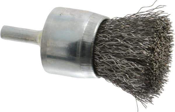 Osborn - 1" Brush Diam, Crimped, End Brush - 1/4" Diam Shank, 20,000 Max RPM - Exact Industrial Supply