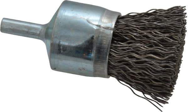 Osborn - 1" Brush Diam, Crimped, End Brush - 1/4" Diam Shank, 20,000 Max RPM - Exact Industrial Supply