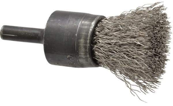 Osborn - 3/4" Brush Diam, Crimped, End Brush - 1/4" Diam Shank, 20,000 Max RPM - Exact Industrial Supply