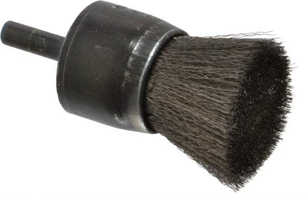 Osborn - 1" Brush Diam, Crimped, End Brush - 1/4" Diam Shank, 20,000 Max RPM - Exact Industrial Supply