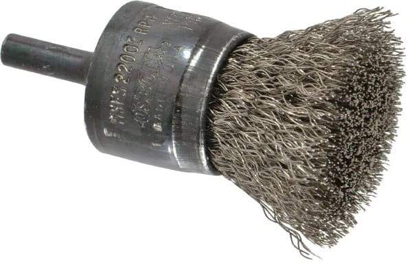 Osborn - 1" Brush Diam, Crimped, End Brush - 1/4" Diam Shank, 20,000 Max RPM - Exact Industrial Supply