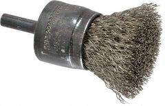 Osborn - 1" Brush Diam, Crimped, End Brush - 1/4" Diam Shank, 20,000 Max RPM - Exact Industrial Supply