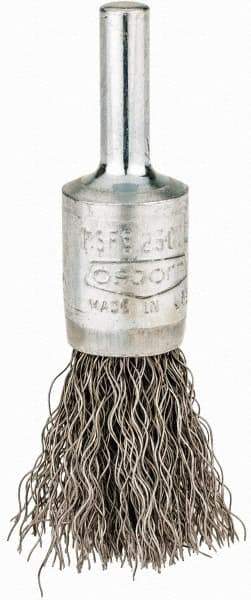 Osborn - 1/2" Brush Diam, Crimped, End Brush - 1/4" Diam Shank, 25,000 Max RPM - Exact Industrial Supply