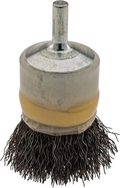 Osborn - 1" Brush Diam, Crimped, End Brush - 1/4" Diam Shank, 20,000 Max RPM - Exact Industrial Supply