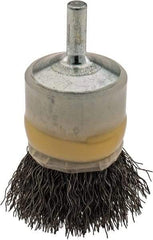 Osborn - 1" Brush Diam, Crimped, End Brush - 1/4" Diam Shank, 20,000 Max RPM - Exact Industrial Supply