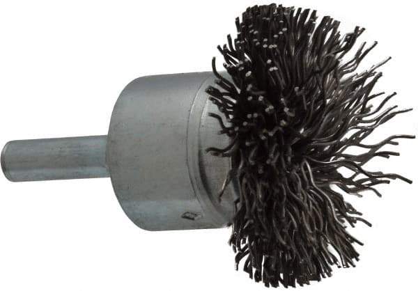 Osborn - 1-1/2" Brush Diam, Crimped, End Brush - 1/4" Diam Shank, 15,000 Max RPM - Exact Industrial Supply
