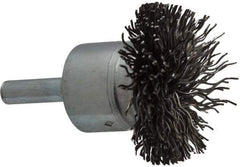 Osborn - 1-1/2" Brush Diam, Crimped, End Brush - 1/4" Diam Shank, 15,000 Max RPM - Exact Industrial Supply