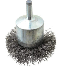 Osborn - 2" Brush Diam, Crimped, End Brush - 1/4" Diam Shank, 15,000 Max RPM - Exact Industrial Supply
