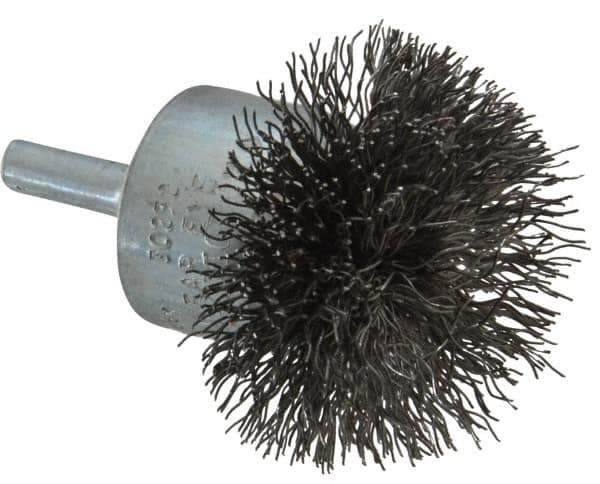 Osborn - 2" Brush Diam, Crimped, End Brush - 1/4" Diam Shank, 15,000 Max RPM - Exact Industrial Supply