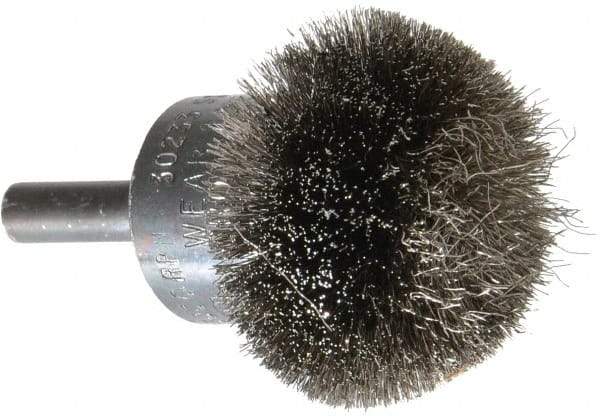 Osborn - 1-1/2" Brush Diam, Crimped, End Brush - 1/4" Diam Shank, 15,000 Max RPM - Exact Industrial Supply