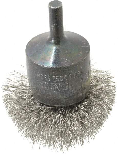 Osborn - 2" Brush Diam, Crimped, End Brush - 1/4" Diam Shank, 15,000 Max RPM - Exact Industrial Supply