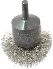 Osborn - 2" Brush Diam, Crimped, End Brush - 1/4" Diam Shank, 15,000 Max RPM - Exact Industrial Supply