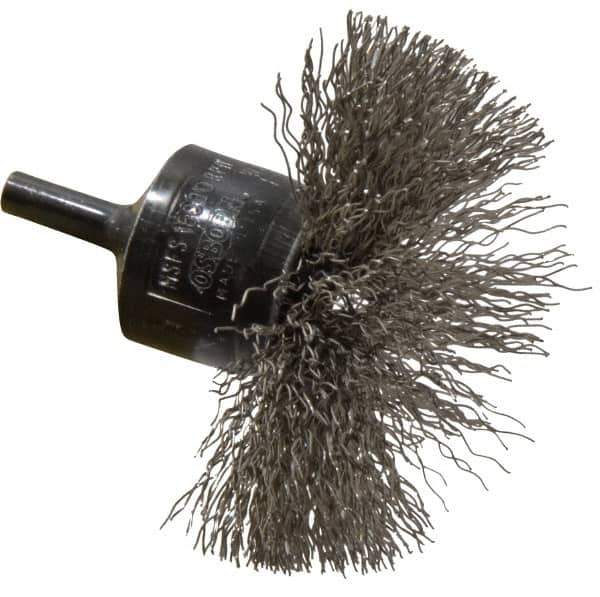Osborn - 3" Brush Diam, Crimped, End Brush - 1/4" Diam Shank, 15,000 Max RPM - Exact Industrial Supply
