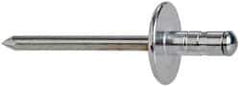 RivetKing - Size 62-64 Large Flange Head Aluminum Multi Grip Blind Rivet - Steel Mandrel, 0.062" to 1/4" Grip, 0.612" Head Diam, 0.192" to 0.196" Hole Diam, 0.519" Length Under Head, 3/16" Body Diam - Exact Industrial Supply