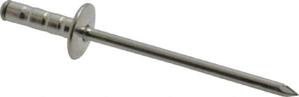 RivetKing - Size 43-44 Large Flange Head Aluminum Multi Grip Blind Rivet - Steel Mandrel, 0.156" to 1/4" Grip, 3/8" Head Diam, 0.129" to 0.133" Hole Diam, 1/2" Length Under Head, 1/8" Body Diam - Exact Industrial Supply