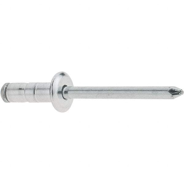 RivetKing - Size 52-54 Large Flange Head Aluminum Multi Grip Blind Rivet - Steel Mandrel, 0.047" to 0.276" Grip, 1/2" Head Diam, 0.16" to 0.164" Hole Diam, 0.512" Length Under Head, 5/32" Body Diam - Exact Industrial Supply