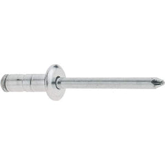 RivetKing - Size 52-54 Large Flange Head Aluminum Multi Grip Blind Rivet - Steel Mandrel, 0.047" to 0.276" Grip, 1/2" Head Diam, 0.16" to 0.164" Hole Diam, 0.512" Length Under Head, 5/32" Body Diam - Exact Industrial Supply