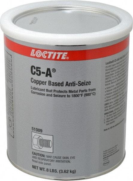 Loctite - 8 Lb Can High Temperature Anti-Seize Lubricant - Copper/Graphite, -29 to 1,800°F, Copper Colored, Water Resistant - Exact Industrial Supply