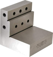 Starrett - 3" Wide x 3" Deep x 3" High Steel Precision-Ground Angle Plate - Stepped Plate, Machined Holes on Surface, Open End, Single Plate - Exact Industrial Supply