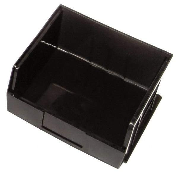 Quantum Storage - 50 Lb. Load Capacity, 10-7/8" Deep, Black Polypropylene Hopper Stacking Bin - 5" High x 11" Wide x 10-7/8" Long - Exact Industrial Supply