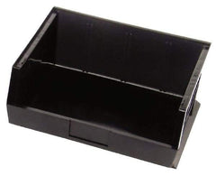 Quantum Storage - 75 Lb. Load Capacity, 14-3/4" Deep, Black Polypropylene Hopper Stacking Bin - 7" High x 16-1/2" Wide x 14-3/4" Long - Exact Industrial Supply