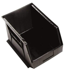 Quantum Storage - 75 Lb. Load Capacity, 18" Deep, Black Polypropylene Hopper Stacking Bin - 10" High x 11" Wide x 18" Long - Exact Industrial Supply